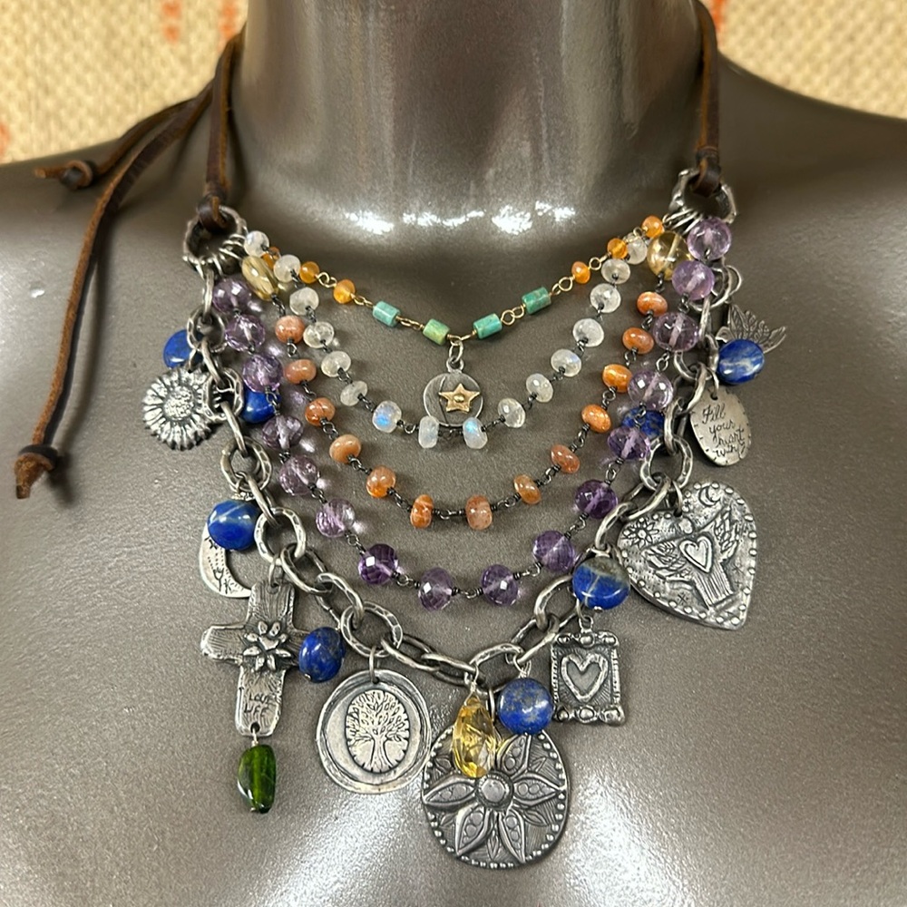 Jes MaHarry “New Day” 5 tier, gem dream, charm rave necklace. New in box. - Picture 3 of 14